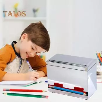 Диспенсер для карандашей Большая емкость Простая установка Пылезащитная крышка Контейнер для карандашей Инструмент для организации в классе серебряный