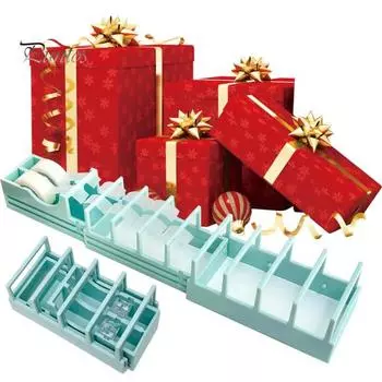 Диспенсер для клейкой ленты с противоскользящими накладками, 2 отделения, легкое разделение клейкой ленты, конструкция Push-Pull, настольный органайзер для клейкой ленты светло-синий