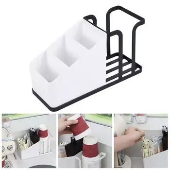 Диспенсер для кофейных чашек, удобный держатель, отделение для доступа к чайному пакетику, многоцелевое экономия места, офисное домашнее настольное хранилище белый