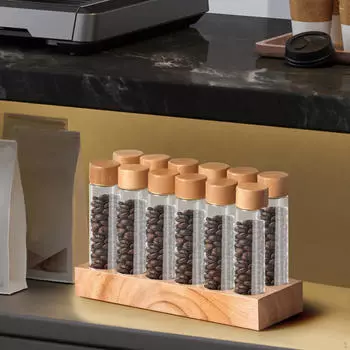 Диспенсер для кофейных зерен Контейнеры для хранения кофейных зерен Деревянная подставка для пробирок 6 high glass