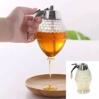 Диспенсер для меда 200 мл с алмазным стеклом, большой емкости, многофункциональный дозатор для бутылок с маслом и соусов, кухонный бытовой инструмент