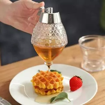 Диспенсер для меда, портативный акриловый контейнер для меда, горшочек для меда в форме сот для подачи меда и сиропа