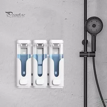 Диспенсер для мыла большой емкости 3 в 1 Большое отверстие для выпуска жидкости Смотровое окно Установка без сверления Диспенсер для шампуня и кондиционера чёрный