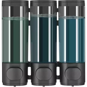 Диспенсер для мыла для душа 3 в 1 без отверстий для ванной комнаты, кухни и отеля, черный