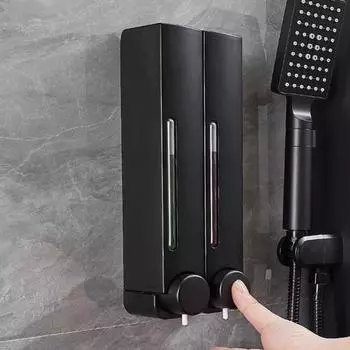 Диспенсер для мыла для душа, настенный дозатор для шампуня, кондиционера, герметичный, легко заправлять 1pc белый