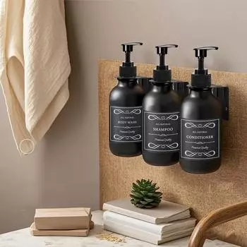 Диспенсер для мыла для душа, настенный флакон для шампуня, многоразовый флакон-насос с этикетками, дозатор для шампуня и геля для душа Type 5