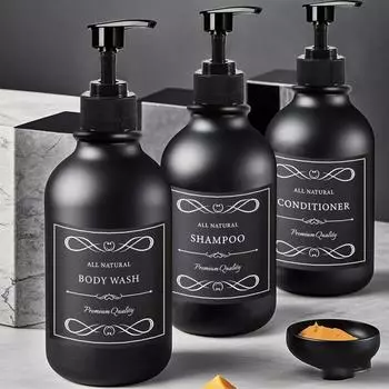 Диспенсер для мыла для душа, настенный флакон для шампуня, многоразовый флакон-насос с этикетками, дозатор для шампуня и геля для душа Type 5