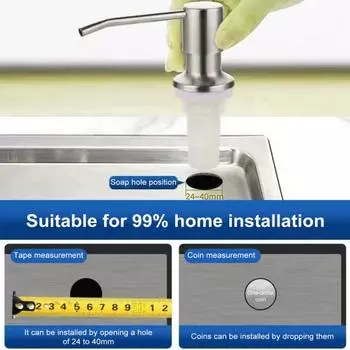 Диспенсер для мыла для кухонной мойки, насос для столешницы из нержавеющей стали с удлинительной трубкой длиной 1 м, вращение на 360 градусов, антикоррозионный насос для мытья рук 1M серебряный