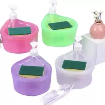 Диспенсер для мыла для мытья посуды, 2 в 1 Диспенсер для мыла для мытья посуды, Диспенсер для кухонного мыла с губкой красный