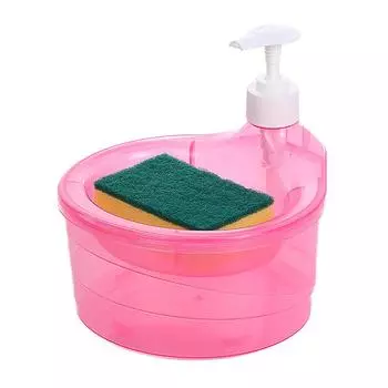 Диспенсер для мыла и держатель для губки Многофункциональный контейнер для мытья посуды 1000 мл Ручной дозатор мыла для мытья посуды для раковины rose red