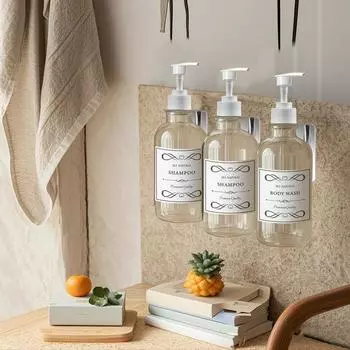 Диспенсер для мыла и мыла для рук, настенный, многоразовые флаконы с этикетками для шампуня, кондиционера, средства для мытья посуды и тела Type 1