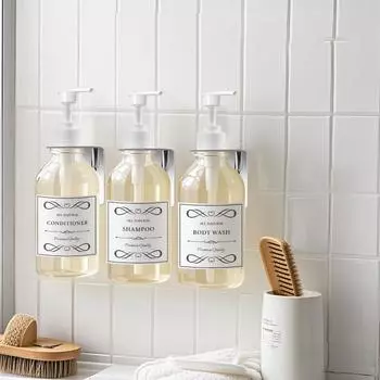 Диспенсер для мыла и мыла для рук, настенный, многоразовые флаконы с этикетками для шампуня, кондиционера, средства для мытья посуды и тела Type 1