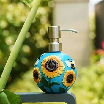 Диспенсер для мыла с принтом подсолнуха, легкий переносной дозатор для мыла, дезинфицирующее средство для рук в ванной