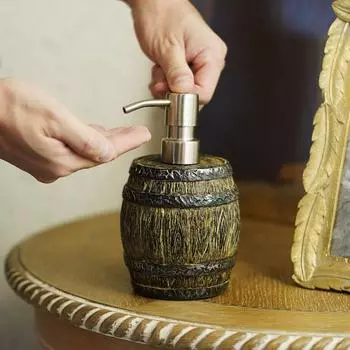 Диспенсер для мыла в бочке из виски, многоразовый дозатор для лосьона, бутылочка для мыла в деревенском стиле для ванной комнаты, кухонного аксессуара для столешницы цвет старого дерева