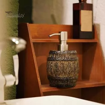 Диспенсер для мыла в бочке из виски, многоразовый дозатор для лосьона, бутылочка для мыла в деревенском стиле для ванной комнаты, кухонного аксессуара для столешницы цвет старого дерева