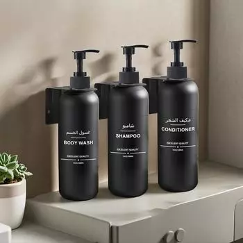 Диспенсер для мыла в ванной 500 мл с 3 этикетками, многоразовый контейнер для шампуня, настенный держатель для бутылок style 1