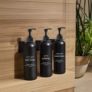 Диспенсер для мыла в ванной 500 мл с 3 этикетками, многоразовый контейнер для шампуня, настенный держатель для бутылок style 1