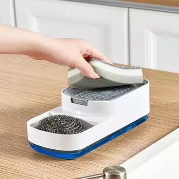 Диспенсер для мытья посуды для кухни, дозатор жидкого мыла, дозатор кухонного мыла с держателем для губки, дозатор для мыла в форме губки
