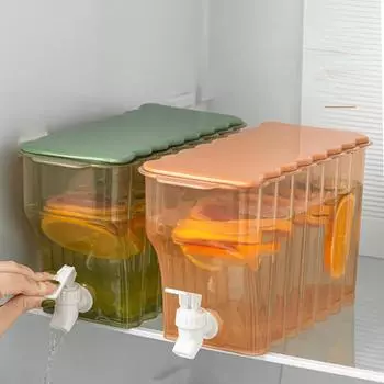 Диспенсер для напитков для холодильника, холодный чайник, диспенсер для молока, диспенсер для напитков в холодильнике с широкой крышкой, контейнер для воды для сока оранжевый