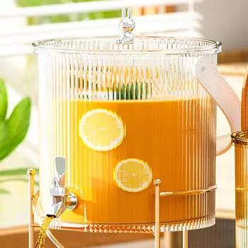 Диспенсер для напитков Кувшин для холодной воды с краном-чайником, прочный контейнер 19cmx18.5cm 3.5L_White