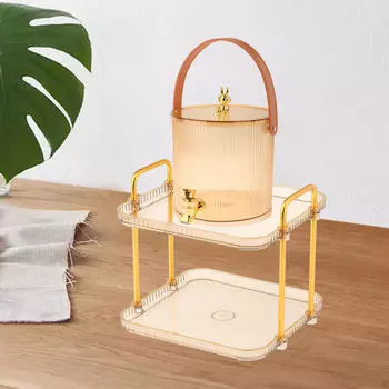 Диспенсер для напитков Кувшин для холодной воды, чайник для фруктов, ведро с подставкой и крышкой для походного сока 3.5L gold