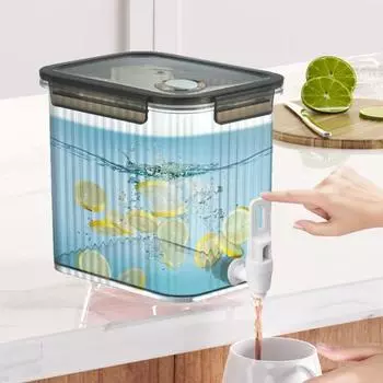 Диспенсер для напитков на 3,5 л с краном, диспенсер для напитков с широким горлышком, машина для приготовления напитков на холодильник, герметичная серый