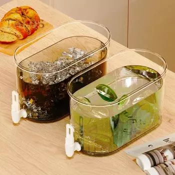 Диспенсер для напитков на 4,5 л с краном, холодильник, диспенсер для напитков, герметичный диспенсер для сока, алкоголя для барбекю, пикников, вечеринок, прозрачный холодный чайник с широким горлышком A белый