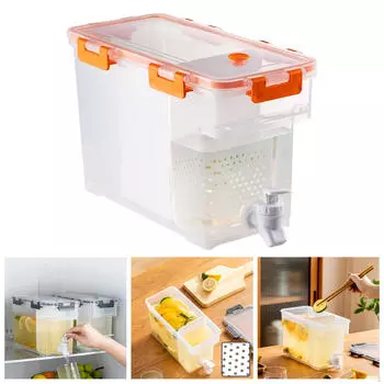 Диспенсер для напитков с краном, легко наполнять фруктовый чайник, большая емкость, крышка, вода для 31x17.5x14cm оранжевый