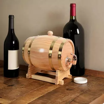 Диспенсер для напитков в виде деревянной бочки ручной работы с элегантной подставкой 1L Wood