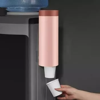 Диспенсер для одноразовых бумажных стаканчиков, настенный пыленепроницаемый пластиковый держатель для стаканов, стеллаж для хранения стаканчиков, контейнер для стаканов, устройство для удаления стаканчиков розовый