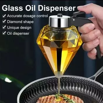 Диспенсер для оливкового масла из алмазного стекла с держателем, бутылка для оливкового масла, бутылка для масла и меда, кухонные принадлежности