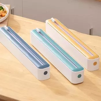 Диспенсер для пищевой пленки с резаком-слайдером 2-в-1, держатель для пластиковой пленки и фольги для кухни, инновационный резак и диспенсер для пищевой пленки для домашнего ресторана зелёный