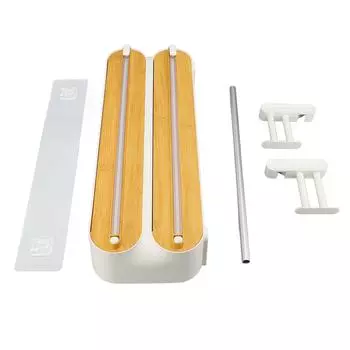 Диспенсер для пластиковой пленки Инновационный деревянный регулируемый настенный органайзер 3 в 1 с резаком для