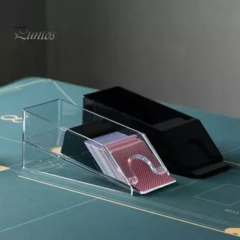 Диспенсер для покерных карт, портативный стандартного размера, держатель для дилера, прозрачный лоток для сброса карт, аксессуар для настольной игры в казино M чёрный