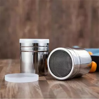 Диспенсер для порошка из нержавеющей стали 304 с сетчатым резервуаром для порошка с густыми отверстиями, солонками и перечницами, дозаторами для приправ
