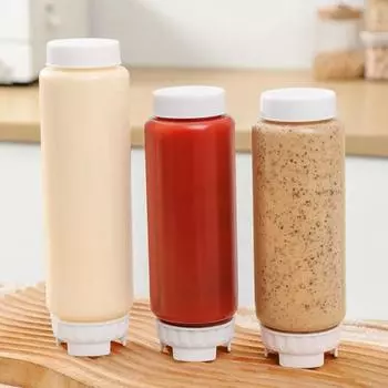 Диспенсер для приправ, бутылка для соуса, большая емкость, многоразовый контейнер для приправ, двухголовый кухонный 400ML белый