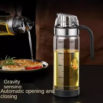 Диспенсер для приправ оливкового масла, стеклянная бутылка, герметичный контейнер для уксуса, соевого соуса, гравитационное открытие и закрытие, кухонный графин