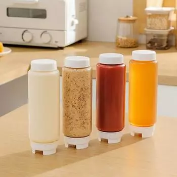 Диспенсер для приправ Yousheng, бутылка для соуса, большая емкость, многоразовый контейнер для приправ, кухонный инструмент с двойной головкой для жидких соусов 400ML