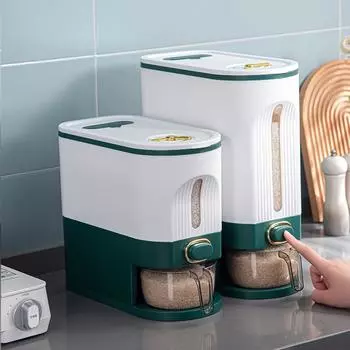 Диспенсер для риса, кухонный контейнер для зерна большой емкости с крышкой, влагостойкий, бытовой, для хранения соевых бобов, кукурузы, круп S Gray