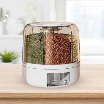 Диспенсер для риса с вращением на 360°, пищевой диспенсер, 6 сеток, контейнер для хранения риса, контейнер для зерна белый