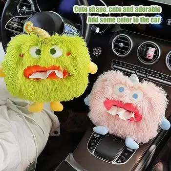 Диспенсер для салфеток в машину Диспенсер для салфеток на сиденье автомобиля Коробка для салфеток на спинку сиденья Органайзер для автомобиля Коробка для салфеток с плюшевыми мультяшными животными на заднее сиденье автомобиля