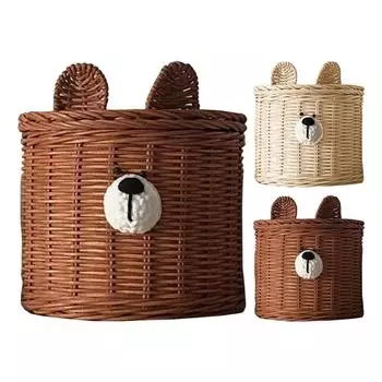 Диспенсер для салфеток в виде мультяшного медведя для общежития, контейнер для салфеток из ротанга, переносная коробка для салфеток, кухонные принадлежности