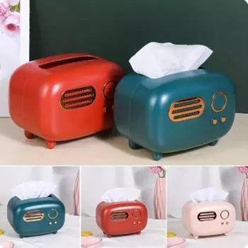 Диспенсер для салфеток в виде радиоприемника Настольный держатель для бумаги Ретро-чехол для салфеток Влажные салфетки зелёный