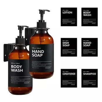 Диспенсер для шампуня и кондиционера 500 мл с настенными креплениями, с этикетками, дозатор для мыла из ПЭТ-бутылок, насос для ванной комнаты в отеле и дома style 2