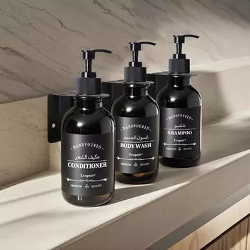 Диспенсер для шампуня и кондиционера 500 мл, многоразовый флакон для геля для душа с этикеткой, многоразовый аптечный диспенсер для ванной комнаты и кухни 2 Bottles