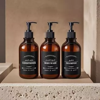 Диспенсер для шампуня и кондиционера для ванной 500 мл, флакон для мыла для душа с 3 этикетками, настенный дозатор для мыла Apothecary Lotion 2 Bottles