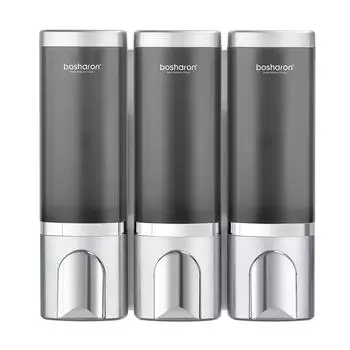 Диспенсер для шампуня и мыла для душа, насос для душа без сверла, насос для геля для душа, дозатор геля для душа, 3 отделения по 500 мл серебряный