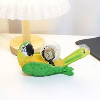 Диспенсер для скотча попугай, статуэтка птицы из смолы, настольный резак для скотча, фигурка попугая, держатель для скотча, подарок для детей, студентов, учителей разноцветный