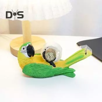 Диспенсер для скотча попугай, статуэтка птицы из смолы, настольный резак для скотча, фигурка попугая, держатель для скотча, подарок для детей, студентов, учителей разноцветный