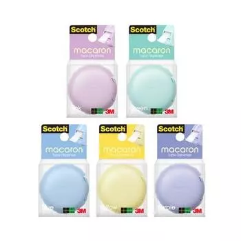 Диспенсер для скотча Scotch Macaron Magic Tape, набор из 5 предметов, 18 мм x 10 м, зеленый, синий, желтый..., 1 набор, популярный персонаж в Корее